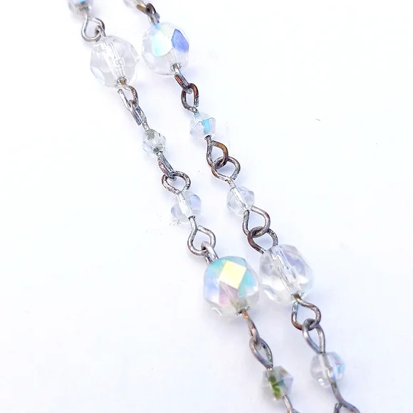 Avon vtg Necklace Opalescent blue white silvertone vintage adjustable - Picture 7 of 13